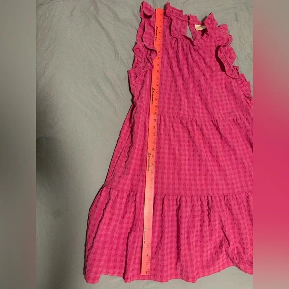 MAEVE by Anthropologie Lida Ruffle Mini Dress in Pink Gingham Size L - Picture 9 of 9